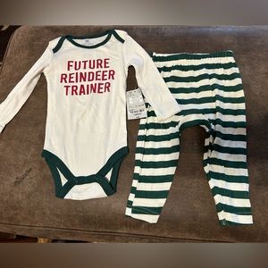 Okie Dokie 2 pc set (onesie & pants) Future Reindeer Trainer—Sz 9M